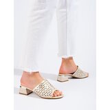 SHELOVET Openwork gold flip-flops on a low post | Shoptok.si