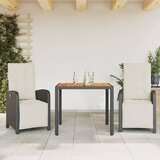 vidaXL 3-dijelni bistro set s jastucima crni od poliratana Cijene