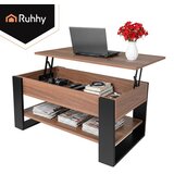 Ruhhy stolić za kavu s podiznom pločom i pretincem za pohranu, hrast i crna, 92 x 51 cm | shoptok.hr