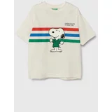 United Colors Of Benetton Otroška bombažna kratka majica X Peanuts bela barva