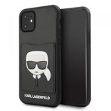 Karl Lagerfeld originalen ovitek KLHCN61CSKCBK za iphone 11 črna silikonska zaščita - karl s head card slot Cene