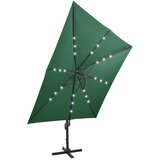  Konzolni vrtni suncobran sa stupom i LED svjetlom 300 cm zeleni | shoptok.hr