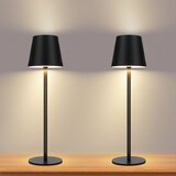 Nettlife Lampe de Chevet à Batterie sans Fil， Lot de 2 - LED 2600mhA Lampe de Table d'extérieur Rechargeable Tactile Lampe à Batterie Noire USB, (22141554) Cene