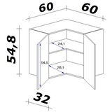 XXXL Kotna Zgornja Omarica Alba, Bela, Š. 60 Cm | Shoptok.si