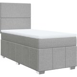 vidaXL Box spring postelja z vzmetnico svetlo siv 100x200 cm blago | Shoptok.si