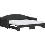  Dnevni krevet na razvlačenje crni 90 x 190 cm od tkanine | shoptok.hr