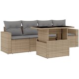 5-dijelni vrtni set sofa s jastucima bež od poliratana | shoptok.hr