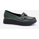 Zazoo Leather Moccasins On Platform With Decoration Dark Green 10141 | shoptok.hr