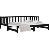  Dnevni ležaj na izvlačenje crni 2x(90x190) cm masivna borovina | shoptok.hr