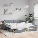  Dnevni krevet na razvlačenje svjetlosivi 90 x 200 cm od tkanine | shoptok.hr