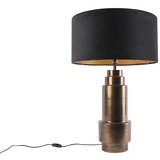 QAZQA Art deco namizna svetilka bronasti žametni odtenek črna z zlatom 50cm - Bruut | Shoptok.si