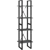 vidaXL knjižna omara 4-nadstropna siva 40x30x140 cm trdna borovina | Shoptok.si