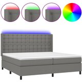 Krevet box spring s madracem LED tamnosivi 200x200 cm tkanina | Eponuda.com