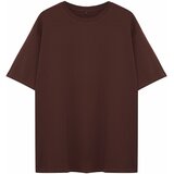 Trendyol plus size brown men's regular/normal fit comfortable basic 100% cotton t-shirt Cene