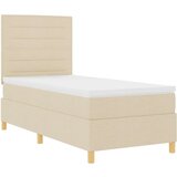  Postelja z vzmetnico z vzmetnico krema 80 x 200 cm blago, (5000127178) | Shoptok.si