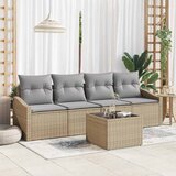  Set sofe s jastukom 5 pcs Bež i svijetlo siva poliratan | shoptok.hr
