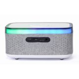 Digitalni sat sa zvučnikom i wireless bežičnim punjačem za mobitel bluetooth GEMBIRD, white/light grey, DAC-SPKBT-QC15-GR | Eponuda.ba