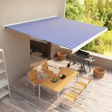 vidaXL Ročno zložljiva kasetna tenda 500x300 cm modra in bela | Shoptok.si