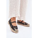 Boto Mesh Espadrilles With Embroidery On Platform Black Laxisa | shoptok.hr