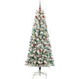 vidaXL Umjetno božićno drvce s nogom Zelena i bijela 210 cm PVC | shoptok.hr