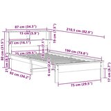  s regalom za knjige bez madraca 75 x 190 cm od borovine | shoptok.hr