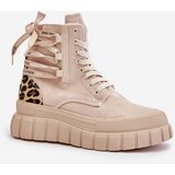 EVENTO Women's platform ankle boots with decorative lacing Leopard light beige Edidda | Eponuda.ba