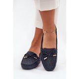 Boto Women's moccasins with perforated pattern and lacing in navy Mirisa | Shoptok.si