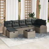 vidaXL 8 delni set vrtnih kavčev z blazinami siva poli ratan | Shoptok.si