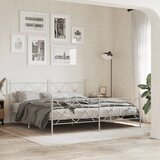 Maison Chic Kovinski Posteljni okvir - Dvoposteljna postelja - Zakonska postelja z vzglavjem in vznožjem bel 180x200 cm, (21697186) | Shoptok.si