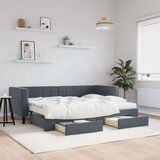 vidaXL Izvlečna dnevna postelja s predali temno siva 80x200 cm žamet | Shoptok.si