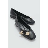 LuviShoes Women's Opal Black Buckle Flat Shoes Cene