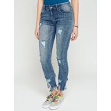 Jack Berry Jeans with tears and decorative zipper blue Cene'.'