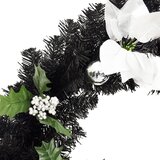  Božićni vijenac s LED svjetlima crni 60 cm PVC | shoptok.hr