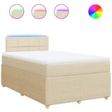 vidaXL Box spring postelja z vzmetnico krem 120x190 cm blago, (21307705) | Shoptok.si