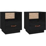  Noćni ormarići 2 kom crna 40 x 34 x 45 cm od masivne borovine | Shoptok.si