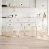 vidaXL Ograda za pse z vrati zložljiva 4 paneli 320 cm topolovina | Shoptok.si