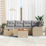 vidaXL Vrtna sedežna garnitura z blazino 7 pcs Bež poli ratan, (5000153905) | Shoptok.si