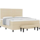  Postelja na vzmet z vzmetnico in klopjo kremasta 180x200 cm tkanina, (22083253) | Shoptok.si