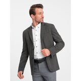 Ombre elegant men's jacket with decorative buttons on cuffs - graphite Cene