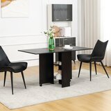 HOMCOM zložljiva lesena miza za 4-6 oseb, zložljiva jedilna miza s koleščki, 75x140x74cm, črna, (20745741) | Shoptok.si