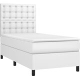 Krevet s oprugama i madracem bijeli 90 x 200 cm od umjetne kože | shoptok.hr