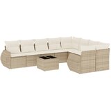  10-dijelni set vrtnih sofa s jastucima bež od poliratana | shoptok.hr