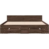  Posteljni okvir s predali rjavi hrast 150x200 cm inž. les | Shoptok.si