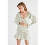 Trendyol Ecru Flower Patterned Ruffle Detailed Bottom-Top Set | shoptok.hr