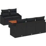 vidaXL 6-delni vrtni kavčni set z blazinami Črni poli ratan akacija | Shoptok.si