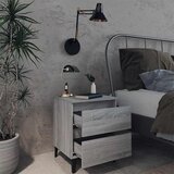  Noćni ormarići s metalnim nogama 2 kom sivi hrast 40x35x50 cm | shoptok.hr