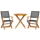  3-dijelni bistro set od poliratana i masivnog drva crni | Eponuda.com