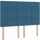  Krevet S LED lampica s pohranom Tamno plava 140 x 190 cm Baršun | shoptok.hr