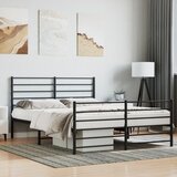 Maison Chic Kovinski Posteljni okvir - Dvoposteljna postelja - Zakonska postelja z vzglavjem in vznožjem črn 135x190 cm, (21697303) | Shoptok.si