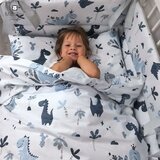 MimiNu Posteljina 2 elem. Dino plava (za krevetić 120x60 cm) | shoptok.hr